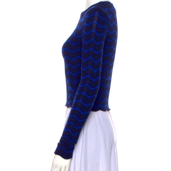 Milly long sleeve blue crop sweater - size Petite Small - Picture 2 of 4